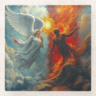 ANGEL AND DEVIL GLASS COASTER
