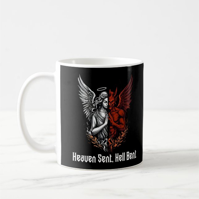 Angel and Devil Half Heaven Sent Hell Bent Coffee Mug (Left)
