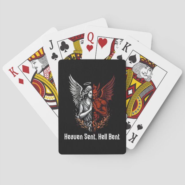 Angel and Devil Half Heaven Sent Hell Bent Playing Cards (Back)