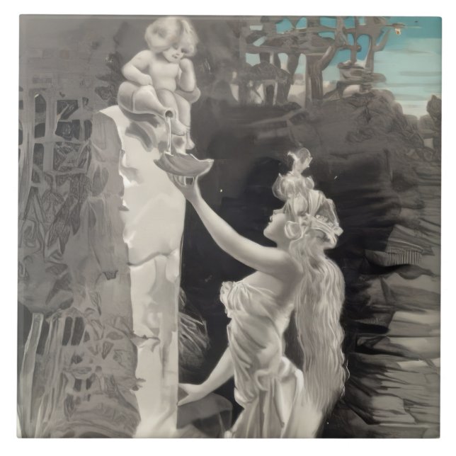 Angel and Goddess Valentine  Ceramic Tile (Front)