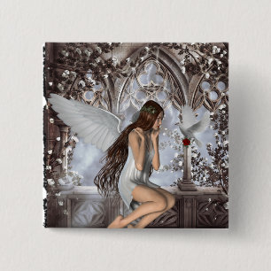 Angel and Her Dove 15 Cm Square Badge