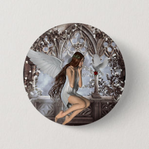 Angel and Her Dove 6 Cm Round Badge