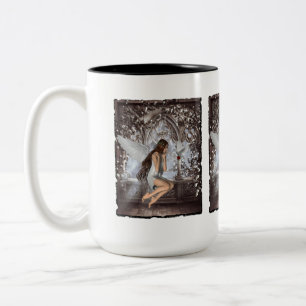 Angel and Her Dove Two-Tone Coffee Mug