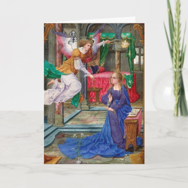 Angel and Mary mediaeval art Book of Hours Holiday Card (Front)