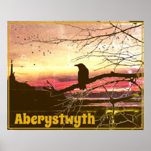 Angel and Raven of Aberystwyth on sunset Poster