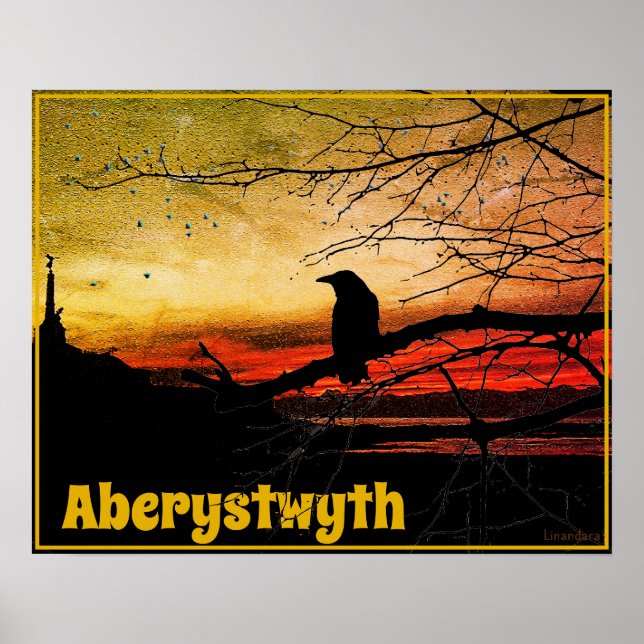 Angel and Raven of Aberystwyth on sunset Poster (Front)