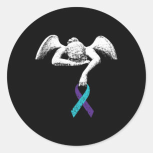 Angel And Suicide Awareness Suicide Prevention Clo Classic Round Sticker