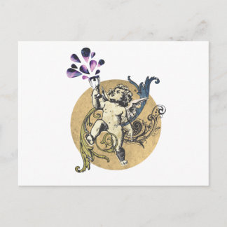 angel and wine postcard