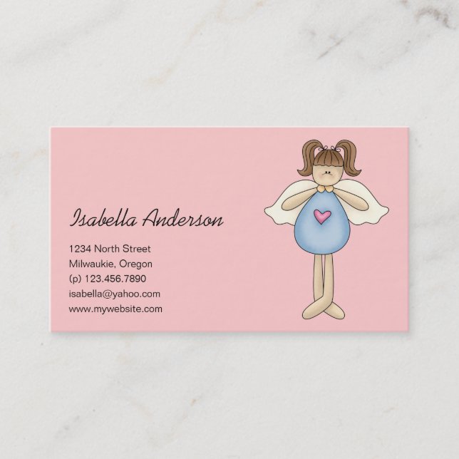 Angel Antics · Angel · Blue Business Card (Front)