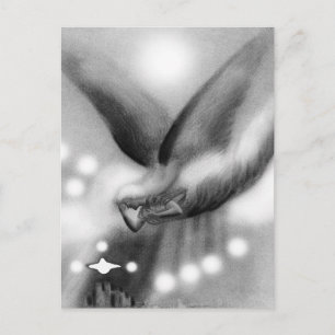 Angel at night art postcard
