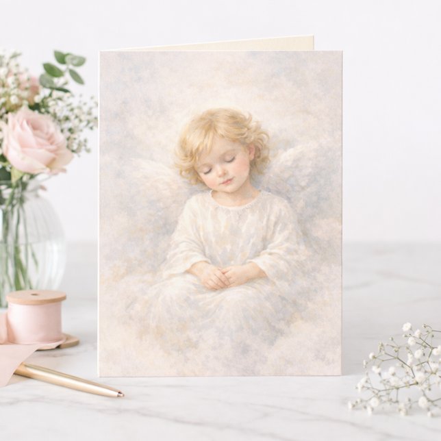 Angel at Rest Watercolor Blank Religious Card (Creator Uploaded)