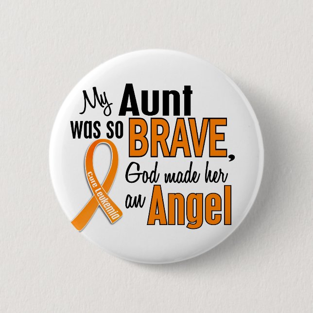Angel Aunt Leukaemia 6 Cm Round Badge (Front)