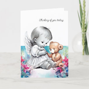 Angel baby and Bear  Thank You Card