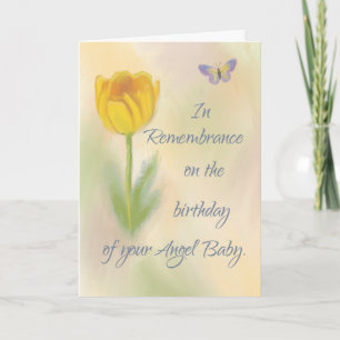 Angel Baby Birthday Remembrance Watercolor Flower Card