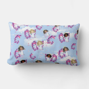 Angel Baby Girls Flying Among Clouds Lumbar Cushion