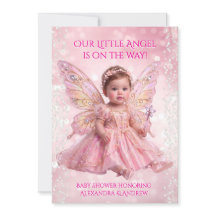 Angel Baby Shower Pink Gold Fairy Wings