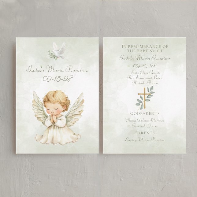 Angel baptism praying child remembrance card (Creator Uploaded)