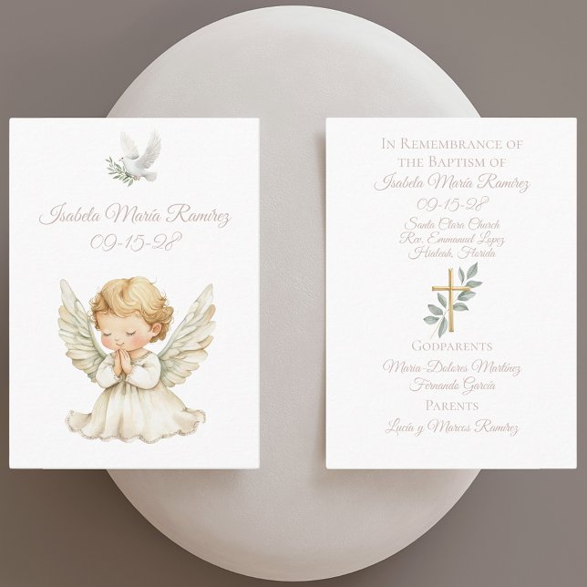 Angel baptism praying child remembrance card (Creator Uploaded)