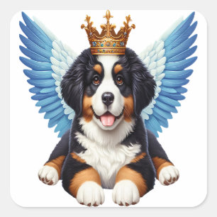 Angel Bernese Mountain Dog Lovers Berner Puppy Square Sticker