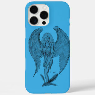 Angel black and blue design iPhone 16 pro max case