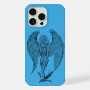 Angel black and blue design iPhone 15 pro max case