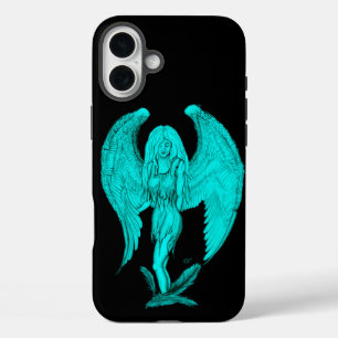Angel , Black and Green design iPhone 16 Plus Case