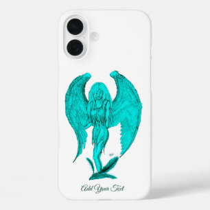 Angel , Black and Green design iPhone 16 Plus Case