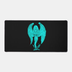 Angel , Black and Green design Desk Mat