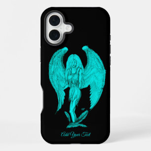 Angel , Black and Green design iPhone 16 Plus Case