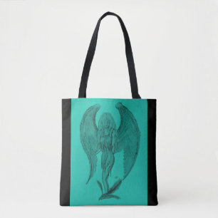 Angel , Black and Green design Tote Bag