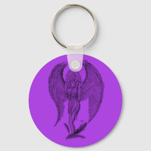 Angel black and purple design key ring