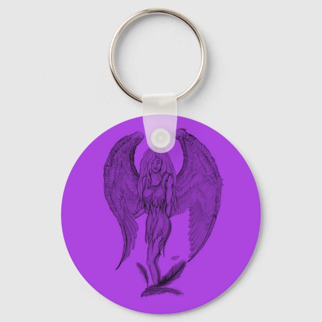 Angel black and purple design key ring (Front)