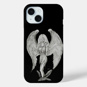 Angel - Black and White Design iPhone 15 Case