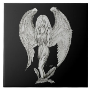 Angel black and white design ceramic tile