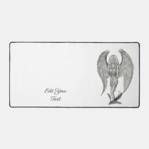 Angel - Black and White Design Desk Mat