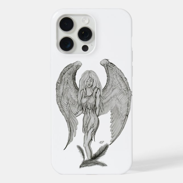 Angel - Black and White Design iPhone Case (Back)