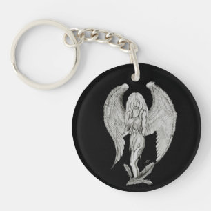 Angel - black and white Design Key Ring