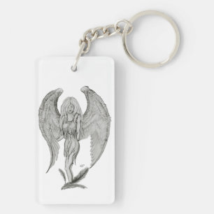 Angel - black and white Design Key Ring