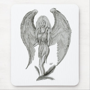 Angel - Black and white Design Mouse Pad