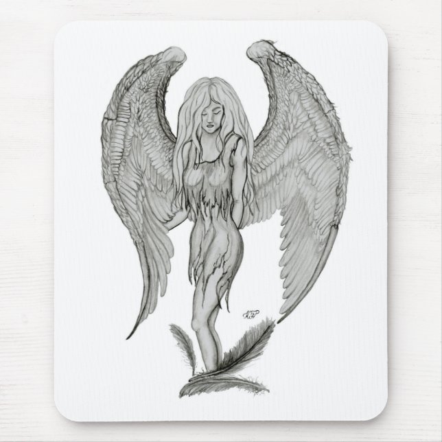 Angel - Black and white Design Mouse Pad (Front)