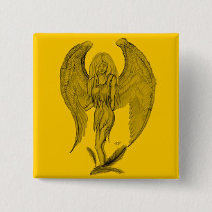 Angel Black and yellow design 15 Cm Square Badge