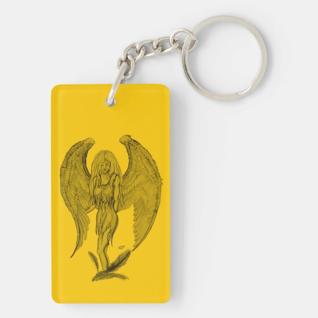 Angel - Black and yellow Design Key Ring (Back)