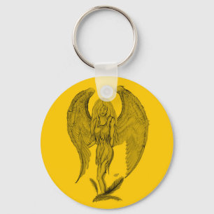 Angel  Black and yellow Design Key Ring