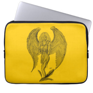 Angel - black and yellow design laptop sleeve