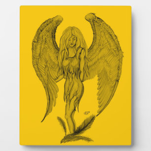 Angel - black and yellow design plaque