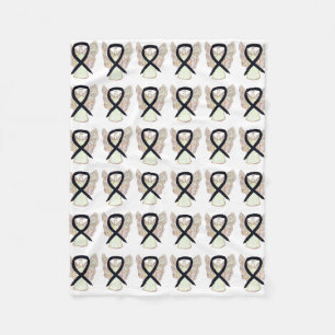 Angel Black Awareness Ribbon Soft Blankets