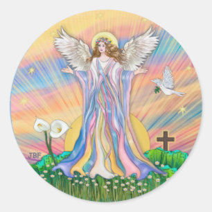 Angel Blessing Classic Round Sticker
