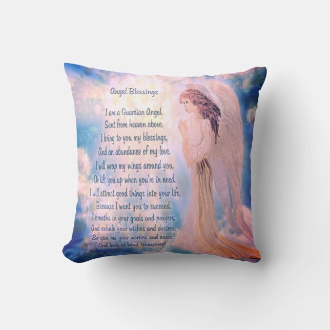Angel Blessings Guardian Angel Poem Cushion (Front)