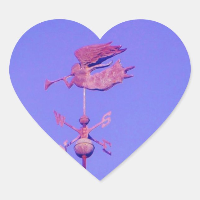 Angel BLOWING HORN WEATHER VANE Heart Sticker (Front)