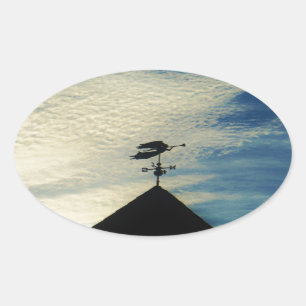 Angel BLOWING HORN WEATHER VANE Oval Sticker